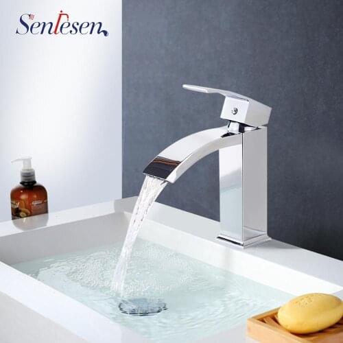 Senlesen Waterfall Bathroom Faucet Vanity Vessel Sinks Mixer Tap Cold And Hot Water Tap