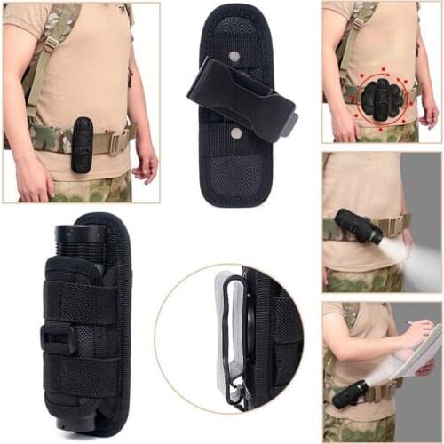 360 Degrees Rotatable LED Flashlight Pouch Holster With Clip Belt Molle Lighting Accessories Torch Case Torch Cover Hunting Bag