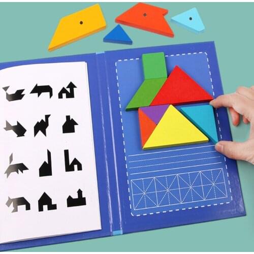 Magnetic T-shaped Tangram Toy 3D Educational Jigsaw Puzzle Thinking Training Game Childrens Educational Toys