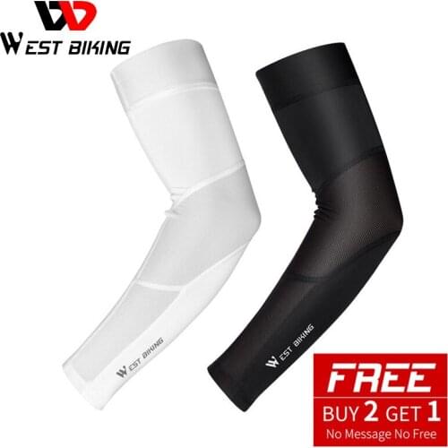 WEST BIKING Cycling Arm Sleeves Sunscreen Anti-UV Fishing Running Basketball Arm Warmer Outdoor Sport Fitness Compression Sleeve