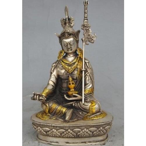 Tibetan Buddhism Temple Tibet silver Guru Rinpoche Padmasambhava Buddha statue