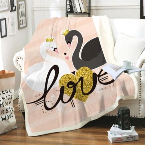 Swan Flamingo 3D Digital Printing Chunky Knit Custom Blanket Winter Flannel Blanket Comfy Hood