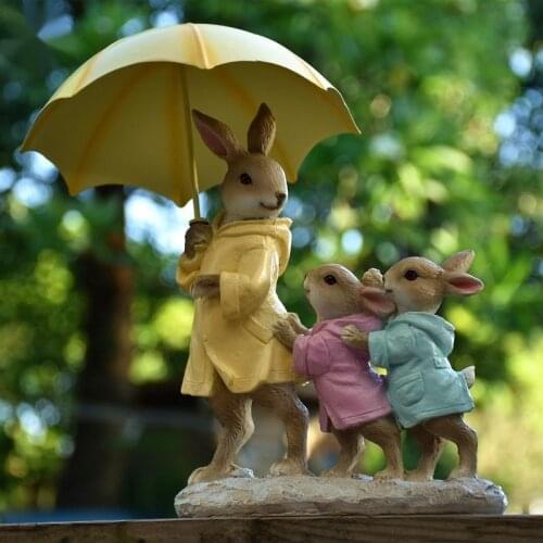 Lovers Umbrella Duck Statue Resin Animal Yard Sculpture Porch Yard Statuette Decoration Valentines Day Present Garden Gardening