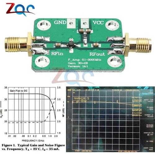 0.1-2000MHz RF wideband amplifier gain 30dB low-noise amplifier LNA Board Module