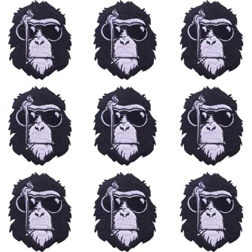 10Pcs/Set Punk Patch Embroidery Patch Iron On Orangutan Patches On Clothes Appliques Embroidered Patches For Clothing Stripe