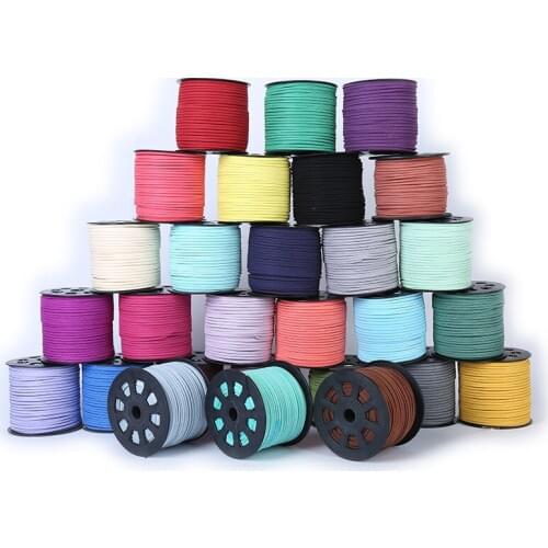 100Yards/lot 3mm Mixed Color Flat Faux Suede Korean Velvet Leather Cord String Rope Thread Lace Jewelry Findings