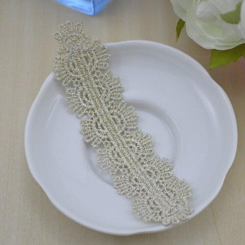 20pcs Embroidered Light Gold Flower Lace Applique Patches For Clothing Sew On Headband Hair Accessories