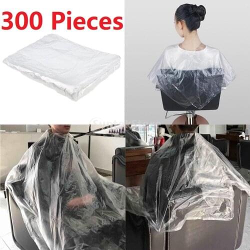300Pcs Disposable Hair Cutting Cape Clear Salon Gowns Protect Capes Apron