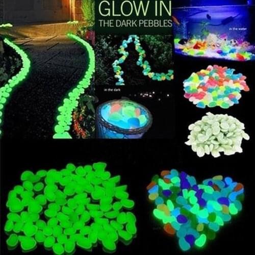 50Pcs Garden Pebbles Glow Stones Rocks for Walkways Garden Path Patio Lawn Garden Yard Decor Luminous Stones