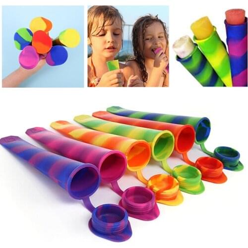 6/1 Pcs Colorful Ice Mold Silicone Popsicle Tube With Lids Frozen Ice Cream Yogurt Popsicl Maker Tray Summer Drinking Tools