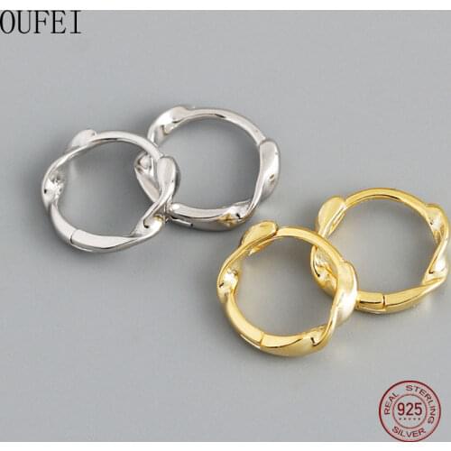 925 Sterling Silver 18k Gold Earring For Women Round Shape Glossy Twist Small Earrings Minimalism 2021 Trend Fine Jewelry