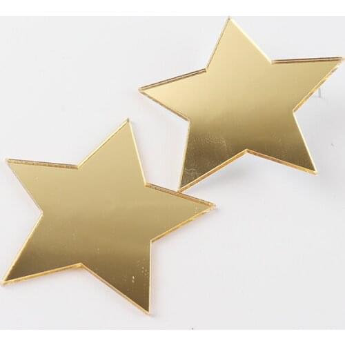 Free Shipping!2021 5cm Gold Color Mirror star Stud Earrings For Women