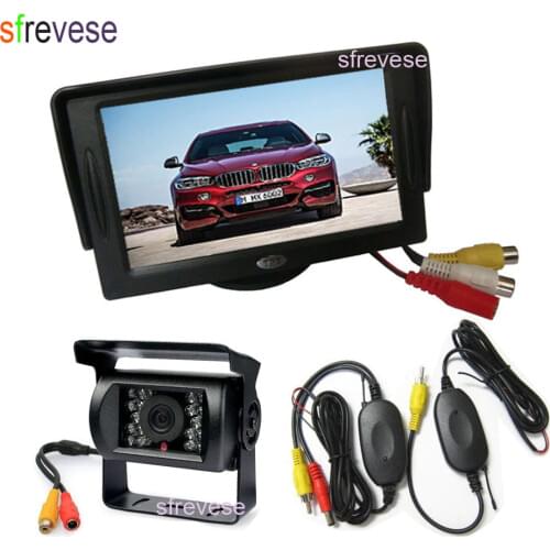 Wireless 18 LED IR Night Vision Car Reverse Backup Camera + 4.3" LCD Monitor Car Rear View Kit Free Shipping