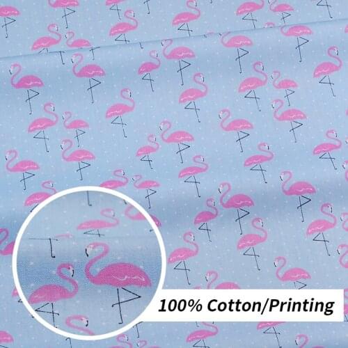 Flamingo print Twill Cotton Fabric For Baby Sewing Making Quilt Sleeping Bag Fabric DIY Handmade Cloth Quilting Patchwork Fabric