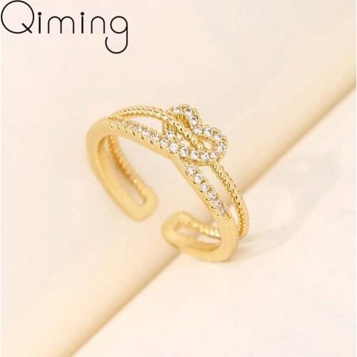 CZ Zricon Promise Rings For Women Stackable Love Heart Charm Engagement Wedding Jewelry Fashion Open Ring Dress Gift