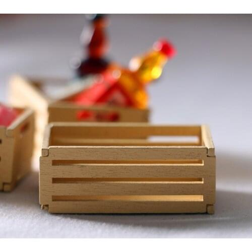 Wooden Doll House Furniture Kitchen Fruits Storage Basket Frame Doll Decoration Accessories Pretend Play Kids Toy