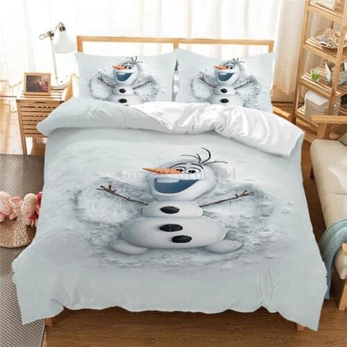 Disney Frozen Olaf kids Bedding Set Anna Elsa Queen King Size Bed Set Children Girl Duvet Cover Pillow Cases girl birthday gift