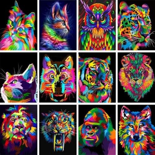 GATYZTORY Painting By Numbers Color Animal Picture Drawing On Canvas Acrylic Paints Coloring By Numbers Home Decor