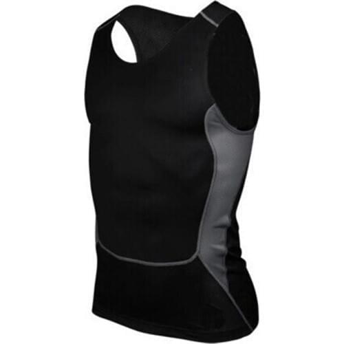 Hot Sale Men Fitness GYM Base Layer Top Compression Sleeveless Sports Tight Shirts