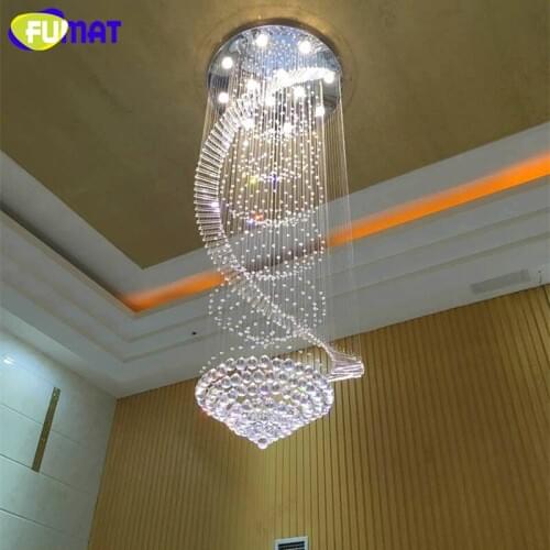 FUMAT Crystal Ceiling Lamps UFO Spiral DNA Flower Stairway Modern Villa Chandelier Lighting Hanging Dimmer Fixture Mall Lights