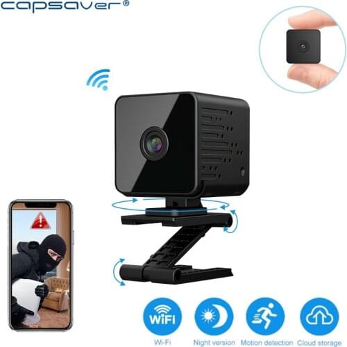 Capsaver IP Camera HD Panoramic Small Cube Mini Wireless Camera Motion Detection Night Vision HD 1080P with Stand for House Room