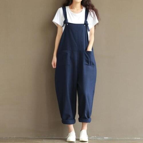 Mori Girl Spring Plus Size Women Jumpsuits and Rompers Loose Waist Cross Cotton Overalls Wide Leg Female Pants Trousers DV418