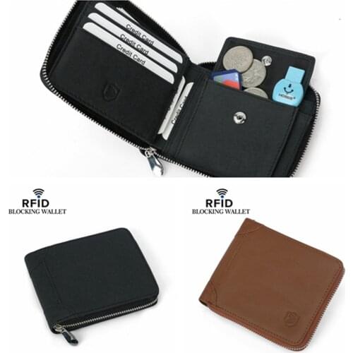 1 Piece Cowhide Genuine Leather Wallet Men Vintage Crazy Horse Leather Short Zipper Wallets Purse Card Holder With Coin Pocket