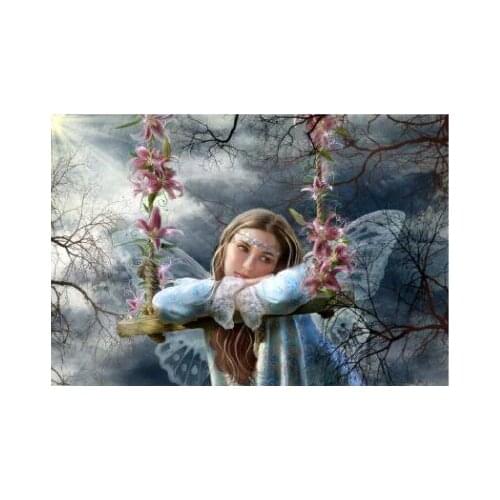 Swing Fairy Girl Beautiful Flower Embroidery Needlework 14CT Unprinted Cross Stitch Kits DIY Art Handmade Home Decor