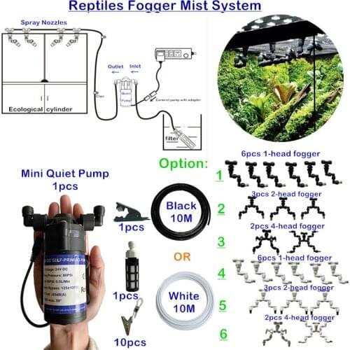 S405 Quality Portable 0.5L/Min Quiet Water Pump 360 Degree Rotating Spray Reptile Fogger Rainforest Tank Pet Mist Cooling System