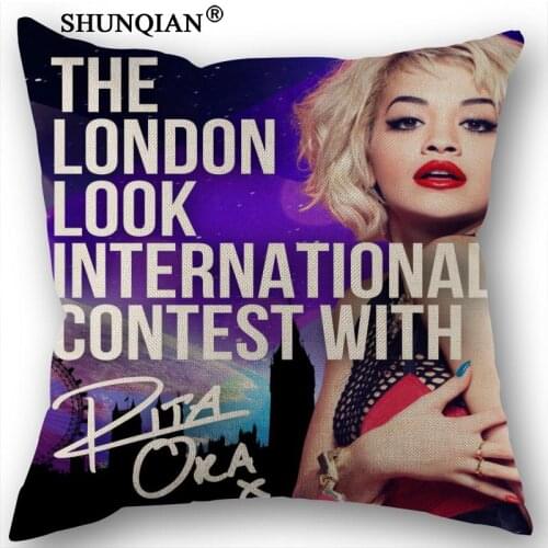 Custom Rita Ora Cotton Linen Square Zippered Pillow Cover For Office,Family Customize Your Picture 45x45cm