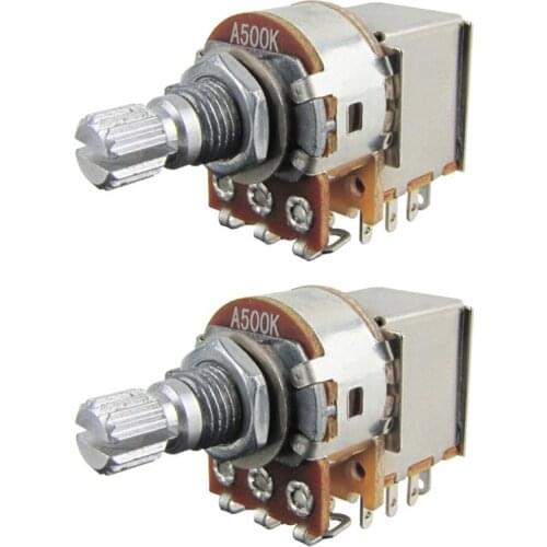 NEW 2pcs Push Pull Guitar Pots Potentiometers A500K Short Split Shaft 15mm Guitar Parts
