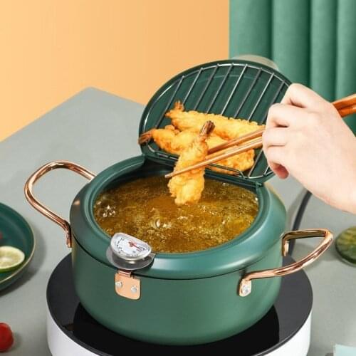 New Kitchen Deep Frying Pot Thermometre Control Fryer Pan Temperature Control Fried Chicken Pot Cooking Tools Cookice Hot 2020