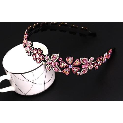 New Style Rhinestone Inlaid Hair Band Simple Flower Butterfly Non-slip Thin Headband Headwear for Women Fashion Hair Accessories