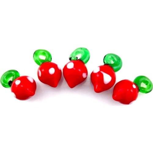 5pcs Lovely Red Strawberry Glass Charms Fruit Food Shape Pendant Charms for Kids Girl DIY Earrings Jewelry Making Supplies 21884
