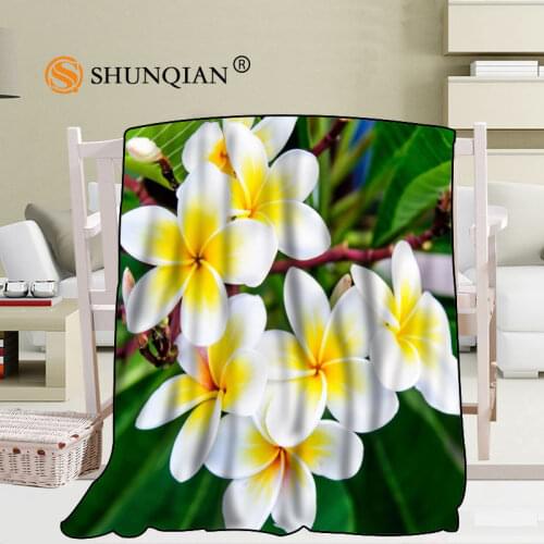 Custom Plumeria Blanket Blending Fabric 56x80inch 50X60inch 40X50inch Sofa Bed Throw Blanket Kid Adult Warm Blanket