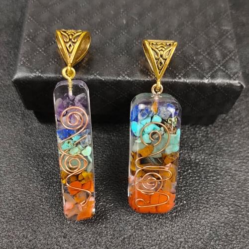 Orgone Meditation Seven Chakra Semi-precious Stone Crystal Pendulum Pendant Charms Women Jewelry Making DIY Necklace Accessories
