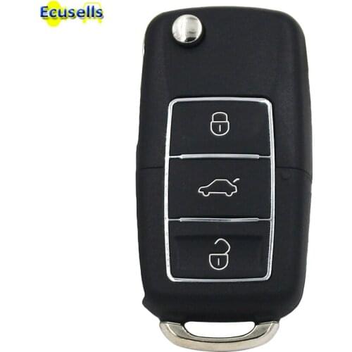 Flip Folding Remote Key Shell case fob 3 Button For Volkswagen VW Luxury Black (Large Battery Position)