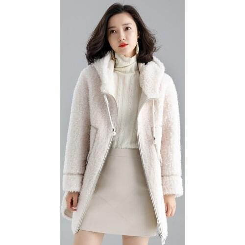Real Fur Coat Women Clothes 2019 Sheep Shearing 100% Wool Coat Korean Parka Real Fur Hooded Winter Coat Women LMN99031 YY2345