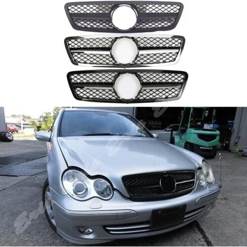 Front Racing Billet Bumper Grille Upper Facelift Grill For Mercedes-Benz W203 C class 2001-2007