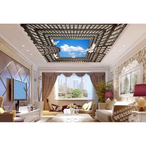 Custom 3d ceiling wallpaper 3d Building Baiyunfei pigeon wallpaper for bathroom wall papers home decor