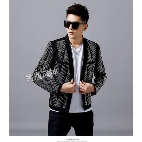 Luxury mens full rhinestone tuxedo jacket/stage performance jacket/stuido/club/ ASIA SIZE jacket
