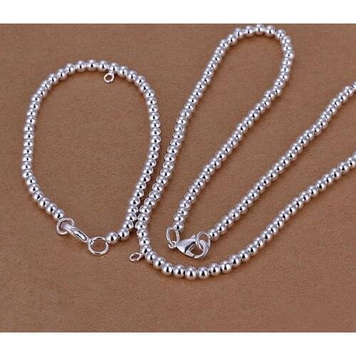S062 925 sterling silver jewelry set, fashion jewelry set 4Mm Bean /aiwajada fzaaoqha