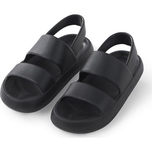 Summer New Male Thick Bottom Outside Sandals Solid Color Soft Sole Slides Man Large Size Shoes Couple Women Casual Flip Flops