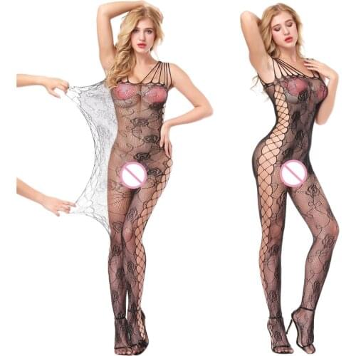 Sexy Bodystockings Lingerie Erotic Fishnet Stockings Hollow Bodysuit Pantyhose Crotchless mesh Slim Transparent Halter Underwear