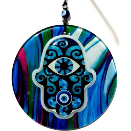 Blue Embossed Eyed Handmade Wall Ornament Evil Eye Beaded Gift Shop