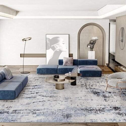 Nordic Blue Villa Carpets for Living Room Turkey Style Rugs for Bedroom Home Large Floor Mat Thick Study Room Rugs and Carpet