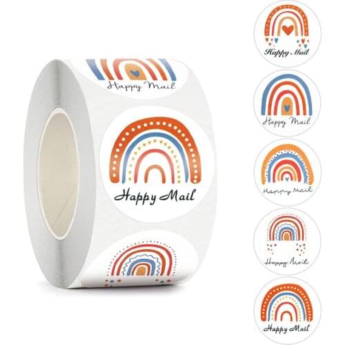 38mm "Happy Mail" Sticker Holiday Decoration Baking Seal Sticker Envelope Wedding Birthday Party Invitation Letter Sealing Glue