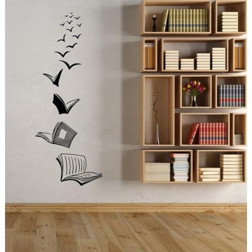 Vinyl wall decals open book reading school library classroom study bedroom home decor art wall sticker