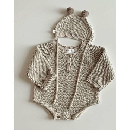 Newborn Baby Knitted Clothes For Boys And Girls Autumn And Spring Cute Bodysuit 2pcs Ins Girls Clothing For Kids 6m-24m Infants