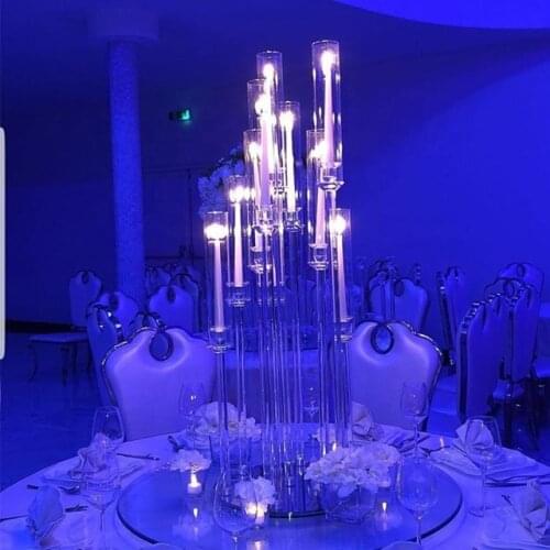 Tall acrylic antique wedding centerpiece clear crystal candelabra table lamp Yudao92